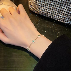 fashion emerald zircon bracelet trend simple pearl titanium steel bracelet