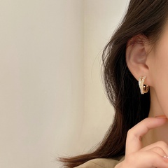 Online Influencer Fashion Temperament Personality Ear Studs Niche Micro Inlaid Zircon Pearl Earrings Cold Style Design All-Match Ear Jewelry