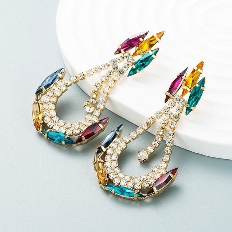 Boucles d'oreilles géométriques en diamant en strass en forme d'ancre créative de la série de diamants colorés NHLN465572's discount tags