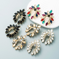 European and American exaggerated fashion alloy diamond rhinestone geometric earrings female
