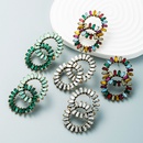 creative double ring radial alloy rhinestones sun flower earrings female wholesalepicture10