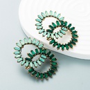 creative double ring radial alloy rhinestones sun flower earrings female wholesalepicture13