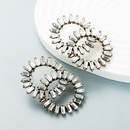 creative double ring radial alloy rhinestones sun flower earrings female wholesalepicture14