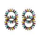 creative double ring radial alloy rhinestones sun flower earrings female wholesalepicture15