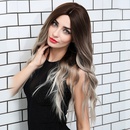 2021 fashion long curly hair big wave wigs gradient color synthetic wigpicture6