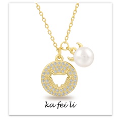 Nouveau collier rond de perles d'eau douce de personnalité de la mode coréenne en argent S925 de diamants ronds