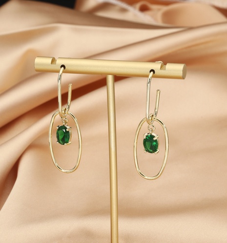 Retro fashion double circle diamond copper earrings NHIK518026's discount tags