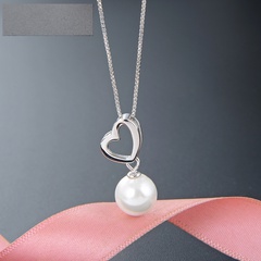 pendentif collier en forme de coeur creux en argent S925 perle de mode