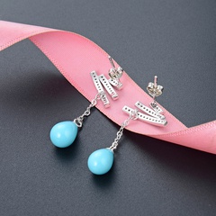 fashion blue pearl earrings S925 silver inlaid zircon earrings wholesale