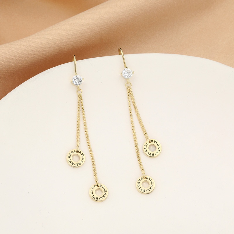 Simple hollow circle pendent copper zircon earrings