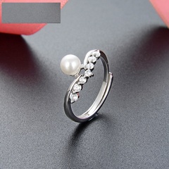 single row diamond s925 silver open ring wholesale