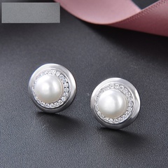 Cross-border popular s925 silver zircon earrings ladies freshwater pearl earrings