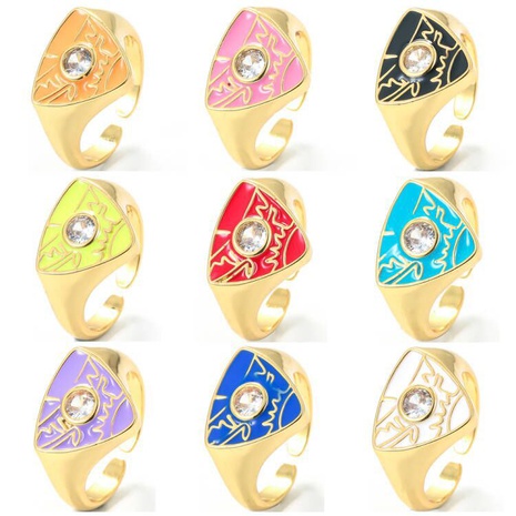 geometric triangle oil drop ring micro-inlaid color zircon ring NHWG502534's discount tags