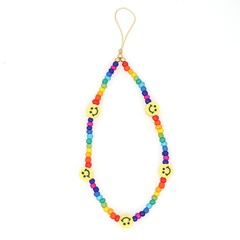 new rainbow yellow glass millet beads mobile phone chain anti-lost small mobile phone lanyard jewelry