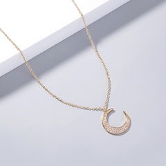 European and American simple classic moon pendant ladies zircon clavicle chain copper necklace