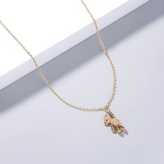 Fashion cute teddy bear necklace mini bear zircon copper necklace