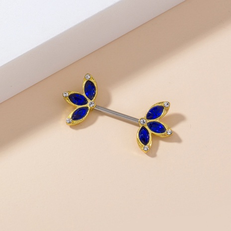 European and American retro style stainless steel piercing flower breast ring  NHDB502579's discount tags