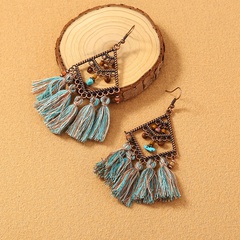 European and American bohemian diamond rice beads tassel earrings