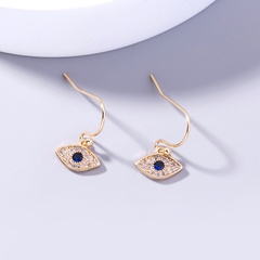 European and American personality gold micro-inlaid devil's eyes zircon copper earrings