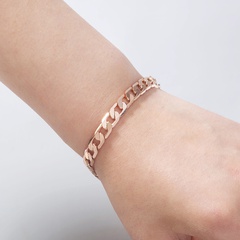 European and American fashion simple rose gold Cuban chain bracelet trend bracelet jewelry