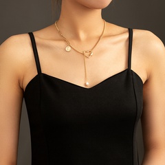 new splicing winding love chain clavicle chain fashionable natural freshwater oval pearl pendant necklace