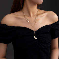 Fashion star tassel moon pendant copper necklace wholesale