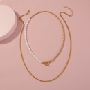 Retro simple temperament stitching OT buckle clavicle chain double layered necklacepicture7