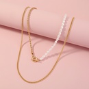 Retro simple temperament stitching OT buckle clavicle chain double layered necklacepicture8