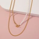 Retro simple temperament stitching OT buckle clavicle chain double layered necklacepicture10