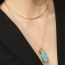 Collier double pendentif goutte en pierre naturelle imitation bleu  la modepicture8