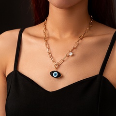 Fashion creative necklace Devil's eye hip-hop lattice chain choker zircon necklace