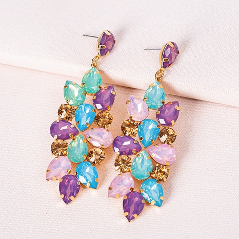 European and American trend new alloy color diamond geometric flower earrings's discount tags