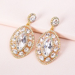 fashion creative new alloy diamond earrings leaf-shaped earrings wholesale