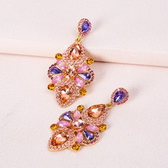 creative new alloy color diamond earrings fashion retro full diamond flower earrings
