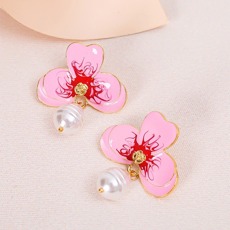 European and American creative oil drop flower pearl earrings wholesale's discount tags