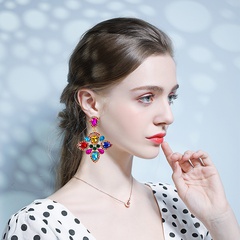 Boucles d'oreilles en diamants colorés en forme de goutte de personnalité européenne et américaine