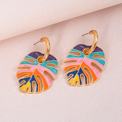 Bohemia style alloy dripping oil trend new leaf earrings
