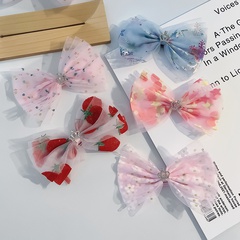 children's bow hairpin yarn lace crown hairpin strawberry duckbill side clip hair accessories
