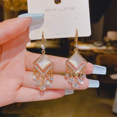 2021 new opal earrings ear jewelry Korean temperament fashion tassel earrings