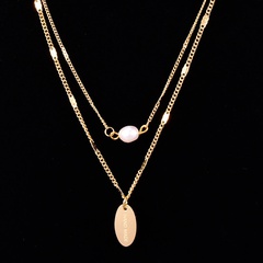 Retro fashion double-layer pearl necklace female short clavicle chain