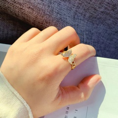 Schmetterling Zirkon Ring Gold Mode Kupferring verstellbarer Ring