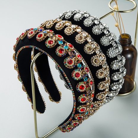 Baroque style Korean color rhinestone headband sponge full diamond crystal Korean hair accessories's discount tags