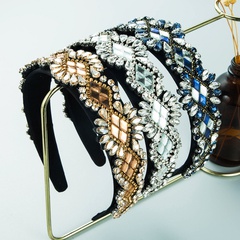 Baroque fashion rhinestone glass drill stitching wide brim headband personality hair accessories