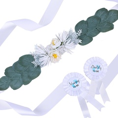 pregnant women dress belt mother-to-be girdle decoration belt green leaf white badge set