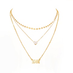 heart zircon letters LOVE pendant multi-layered necklace female