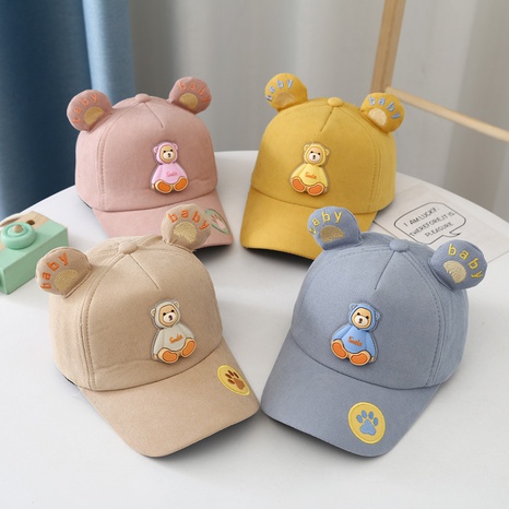 Korean autumn new cartoon bear children's baseball hat cute embroidery baby cap  NHJCX503448's discount tags