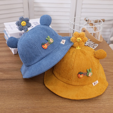 Korean sun flowerpot hat for fall winter 2021 new corduroy fisherman hat wholesale  NHJCX503465's discount tags