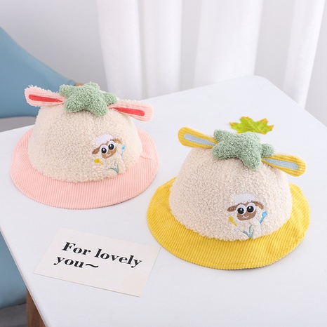 Girl cute little sheep basin hat autumn and winter warm lamb wool fisherman hat wholesale  NHJCX503455's discount tags
