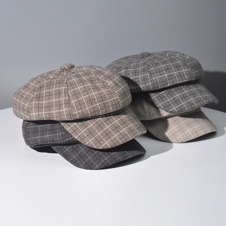 Korean cotton autumn and winter Korean field plaid octagonal hat British style painter hat  NHJIA503520's discount tags