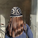 Korean style simple knitted embroidered bucket hat female autumn and winter warm hatpicture6